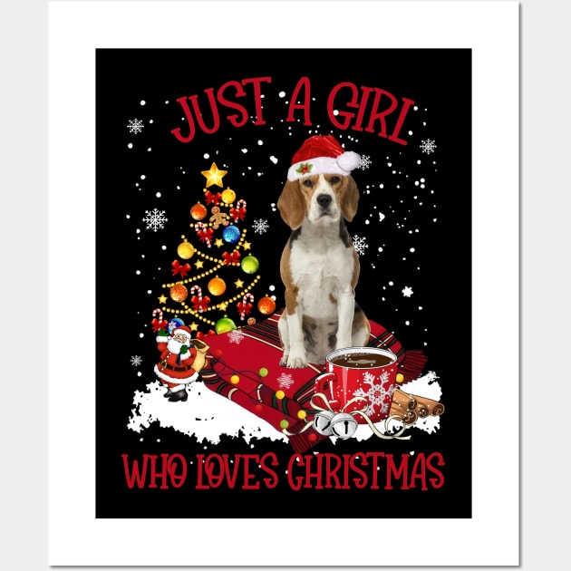 Beagle Just A Girl Who Loves Christmas Wall Art by Los Draws